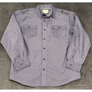 Paper Denim &‎ Cloth PDC Womens Button Up Shirt 14 16 Blue Long Sleeve Flip Cuff